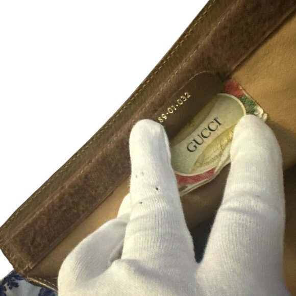 Converted GUCCI Vintage GG Sherry Line PVC Leather Green & Red Clutch Bag - Picture 6 of 12